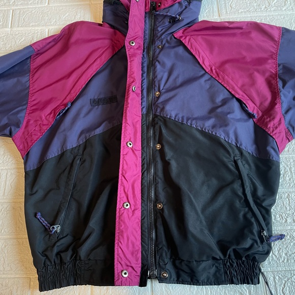 Vintage Columbia Women’s Large Pink and Purple Hooded Ski Jacket - Picture 4 of 14